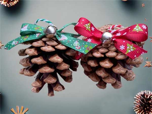 Christmas Pine Cone Decorations 'Christmas hat' design - Image 3